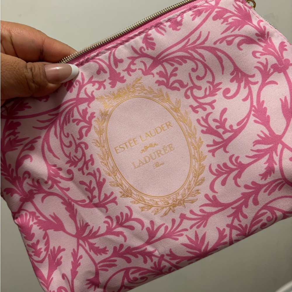 Estee Lauder Laduree Pink and Gold Cosmetic Bag Set